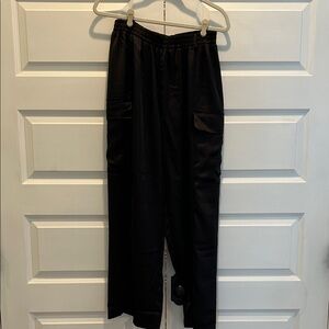 Flounce Wide leg satin cargo trousers